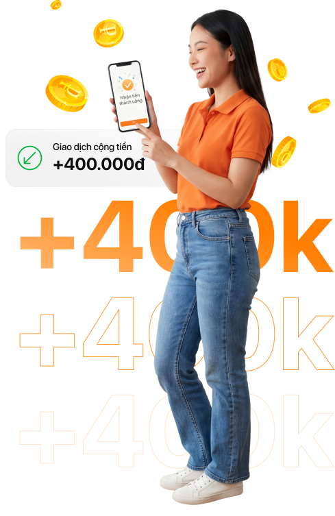 Nhân vật giới thiệu giao dịch cộng tiền thưởng 400.000 đồng
