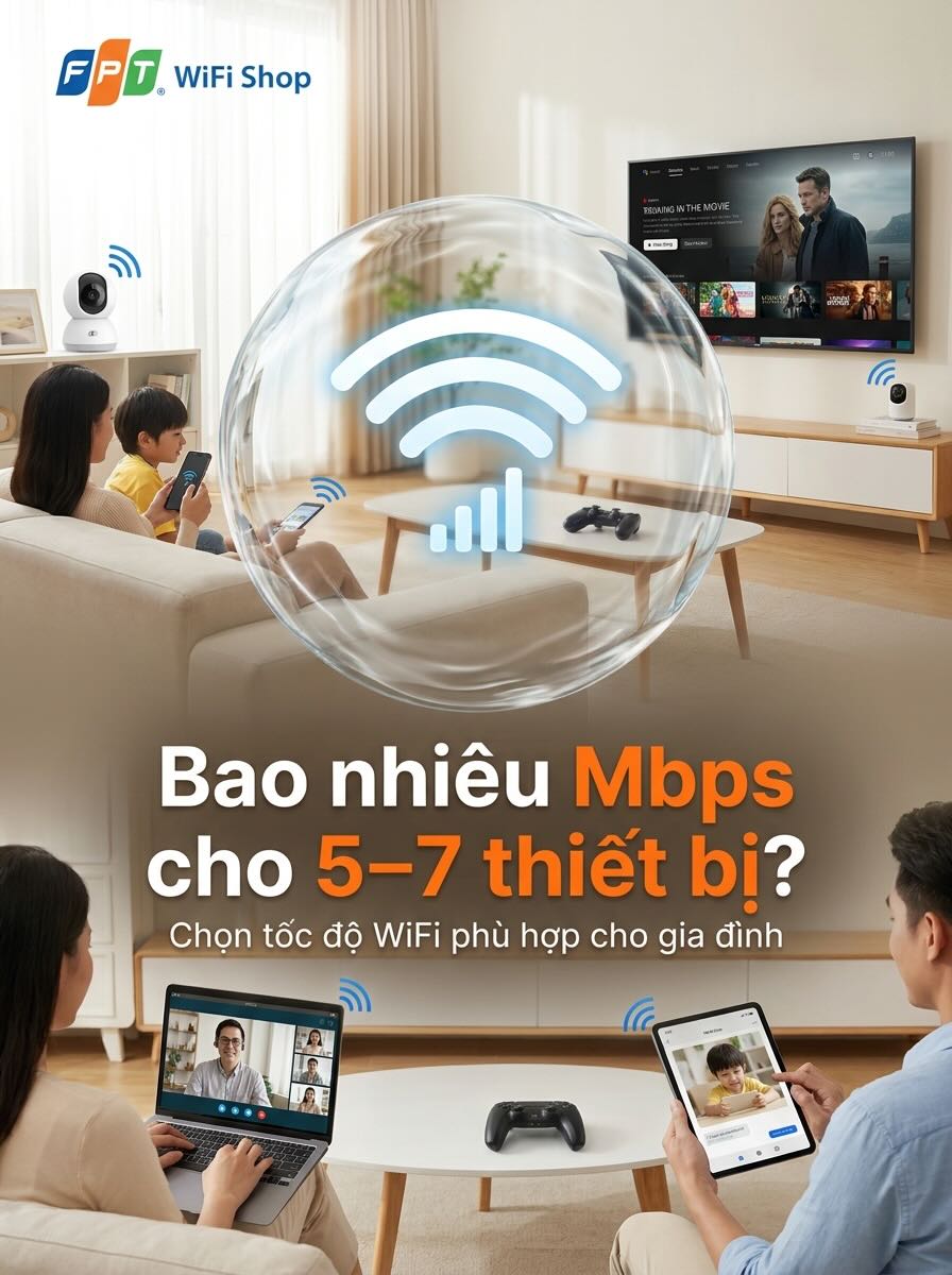 Gia Đình 5–7 Thiết Bị Cần Bao Nhiêu Mbps? Cách Tính 2026