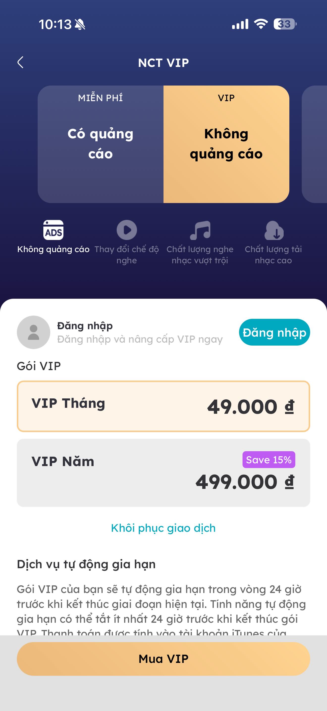 giá gói vip nhạc của tui