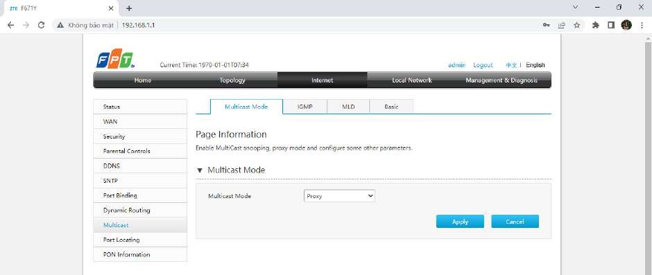 IGMP Multicast Mode Proxy AC1000Z Internet Multicast cấu hình IPTV FPT Play Box