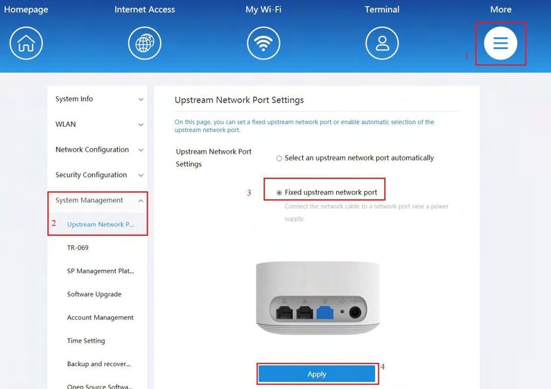Cố định port Upstream Network Port Settings Fixed upstream network port trên AC1200H