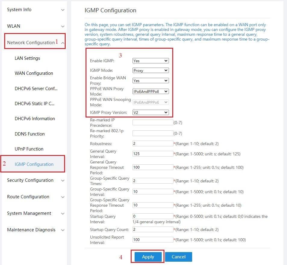 Cấu hình IGMP Configuration trên AC1200H chế độ PPPoE Enable IGMP Proxy PPPoE WAN