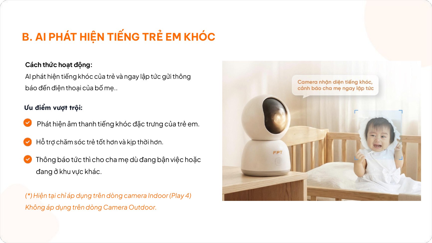 AI phát hiện tiếng trẻ em khóc trên camera FPT Play 4 trong nhà
