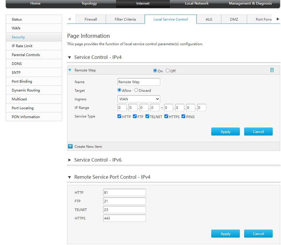 Remote Service Port Control IPv4 HTTP port 81 HTTPS 443 trên AX1800GZ