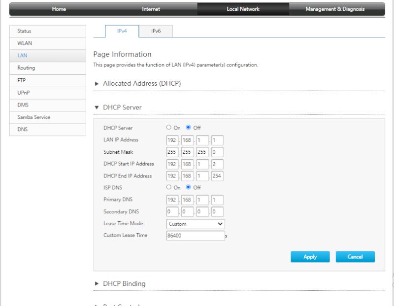 Tắt DHCP Server trên AX3000AZ Local Network LAN IPv4 khi cấu hình mode Bridge