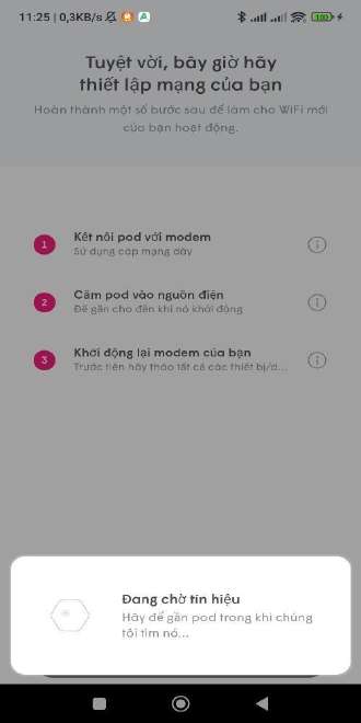 3 bước thiết lập mạng cho AX8000C kết nối Pod với modem cắm nguồn và khởi động lại modem
