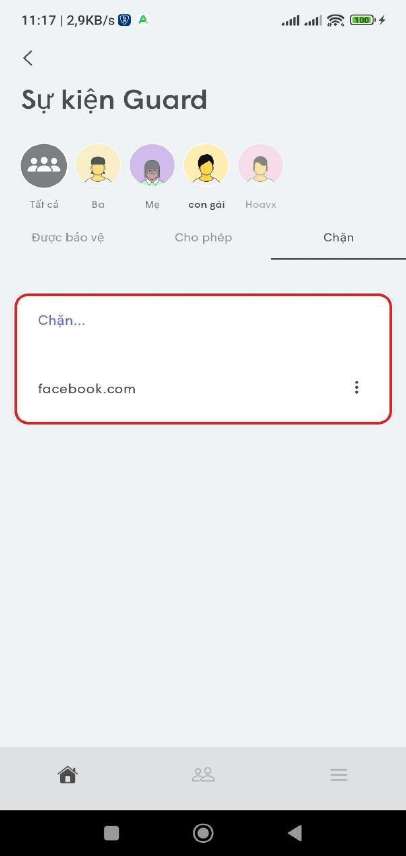 Sự kiện Guard trên AX8000C thêm trang web cho phép hoặc chặn truy cập như facebook