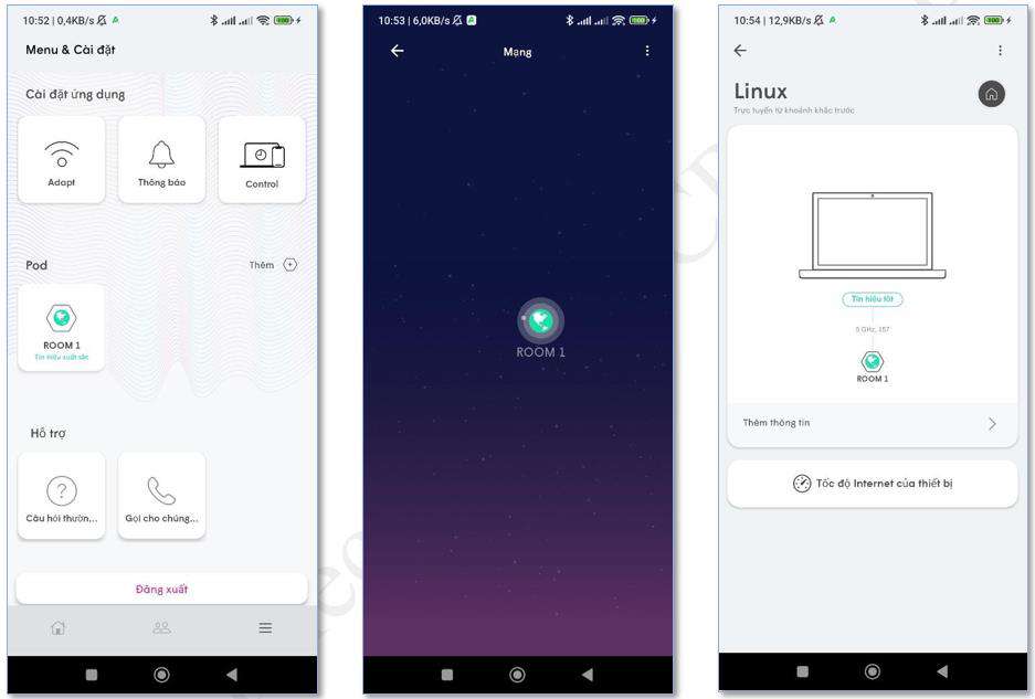 Dashboard quản lý mạng WiFi AX8000C trên app FPT 360 WiFi với menu Adapt Control Pod