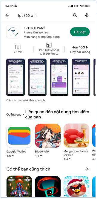 Tải app FPT 360 WiFi trên Google Play Store dành cho điện thoại Android
