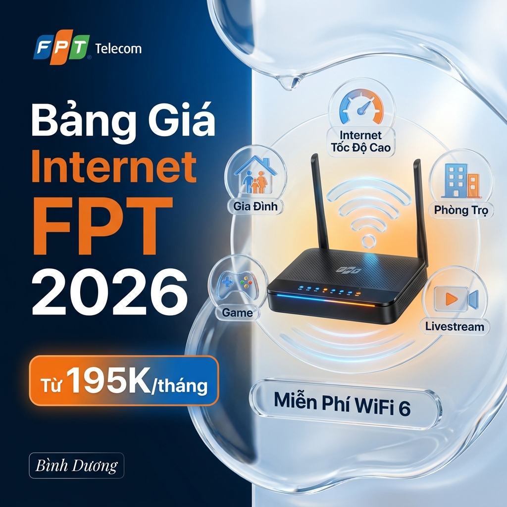 Giá Mạng FPT &amp; WiFi FPT 2026 | Từ 195k/Tháng, Bình Dương
