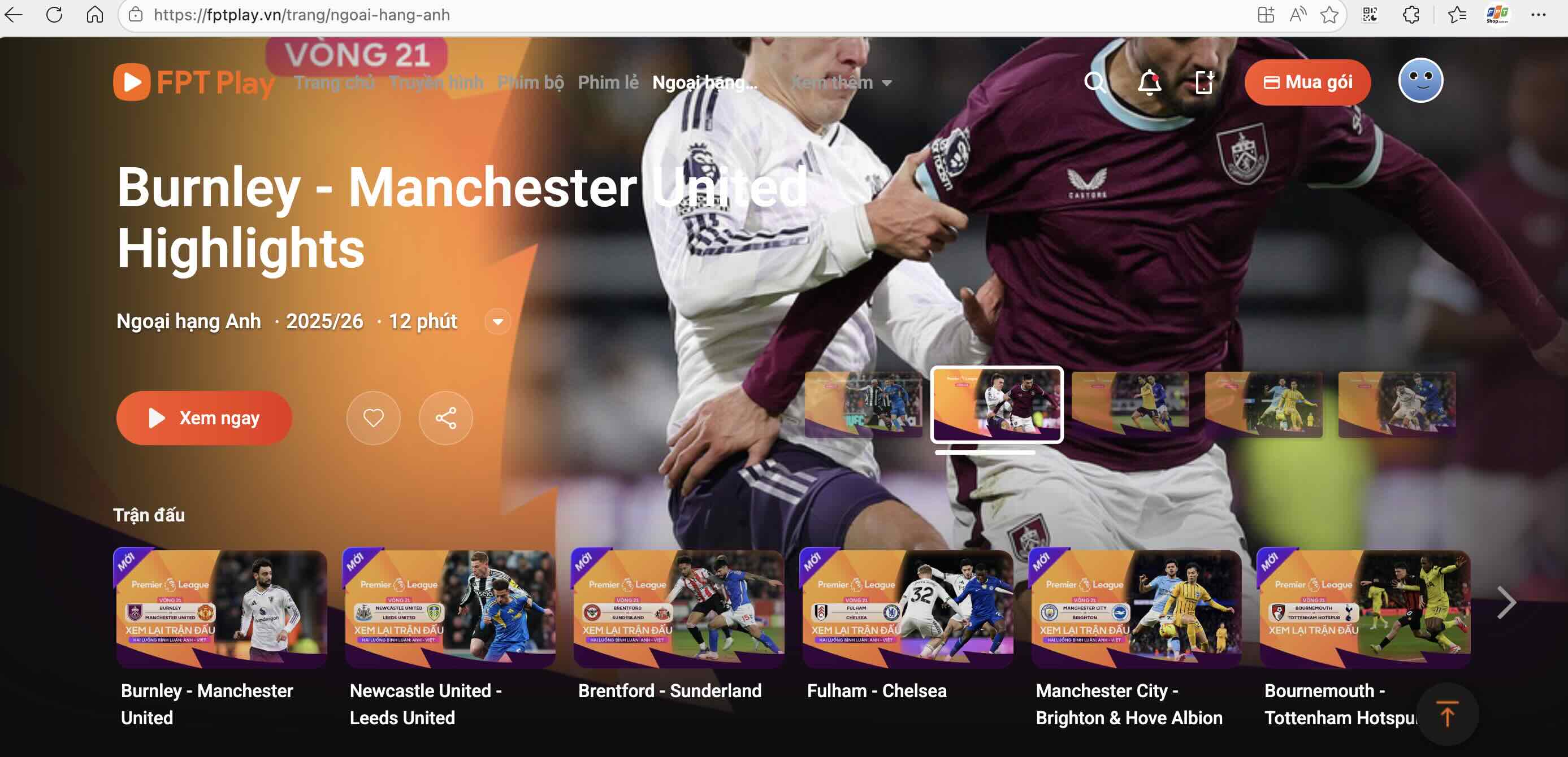Hướng Dẫn Xem Lại Ngoại Hạng Anh Trên FPT Play (Mới Nhất 2026)