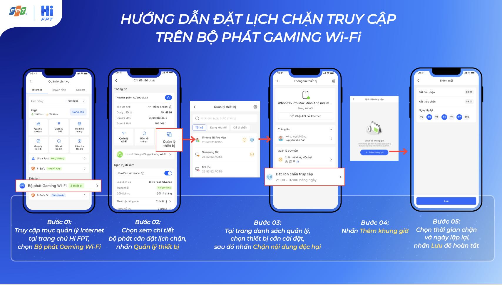 đặt lịch chặn truy cập trên bộ phát gaming wifi