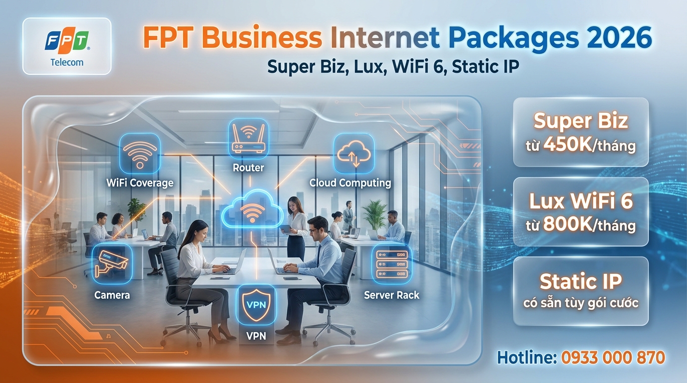 Gói Mạng FPT Doanh Nghiệp 2026 | Super Biz, Lux — Giá Từ 450k/Tháng