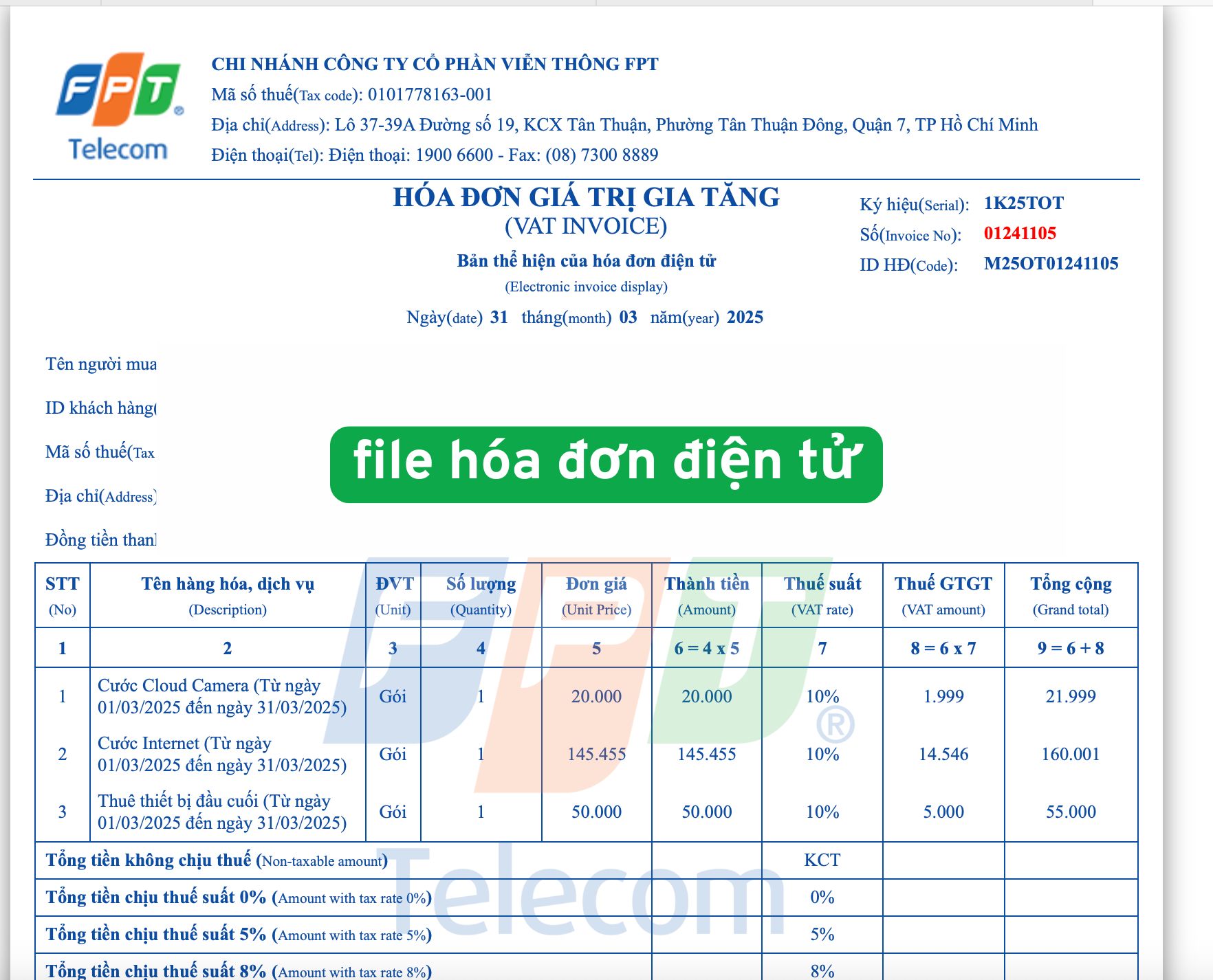 Hướng dẫn tải hóa đơn điện tử FPT Telecom mới nhất năm 2025