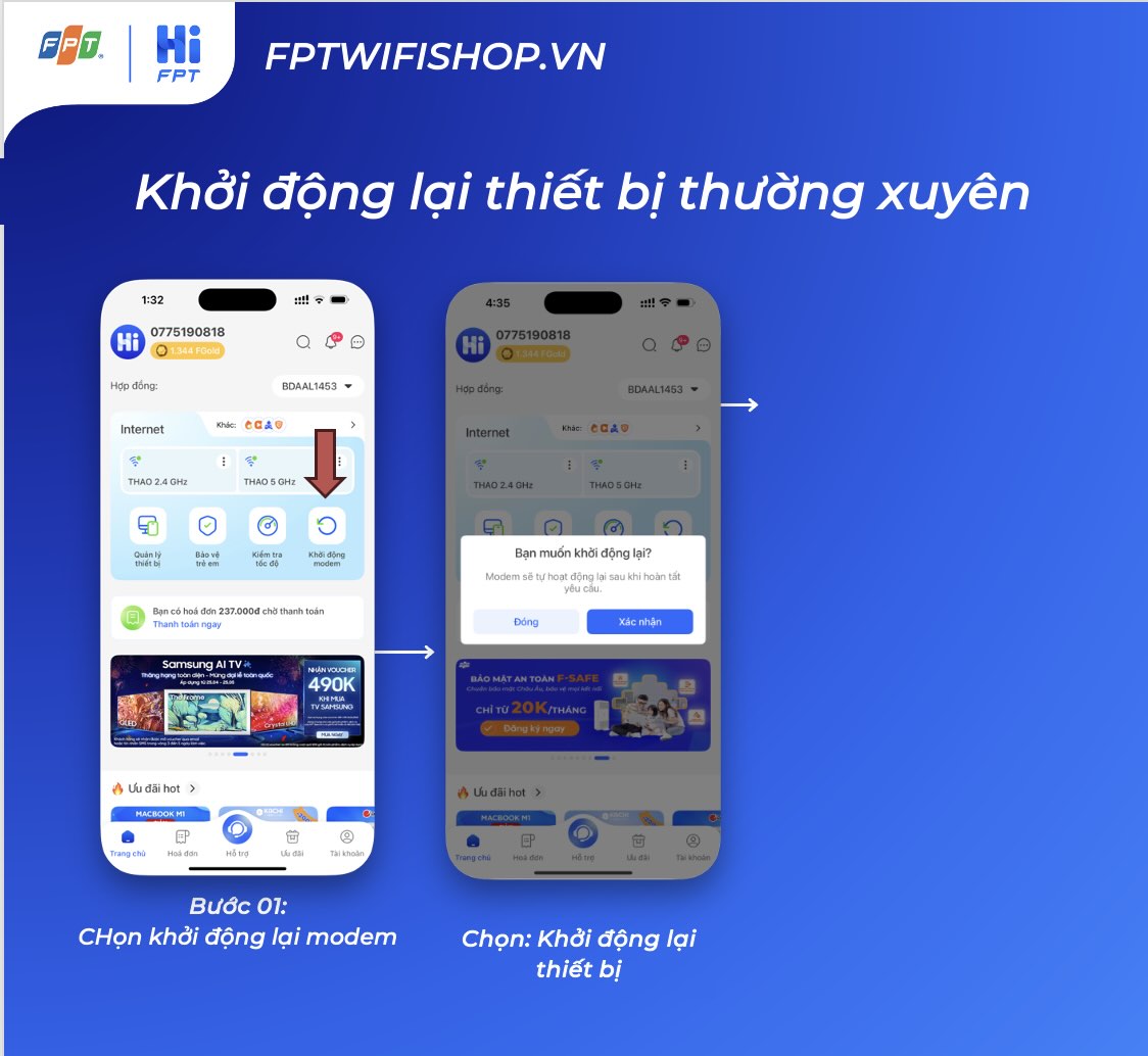 khởi động lại modem fpt