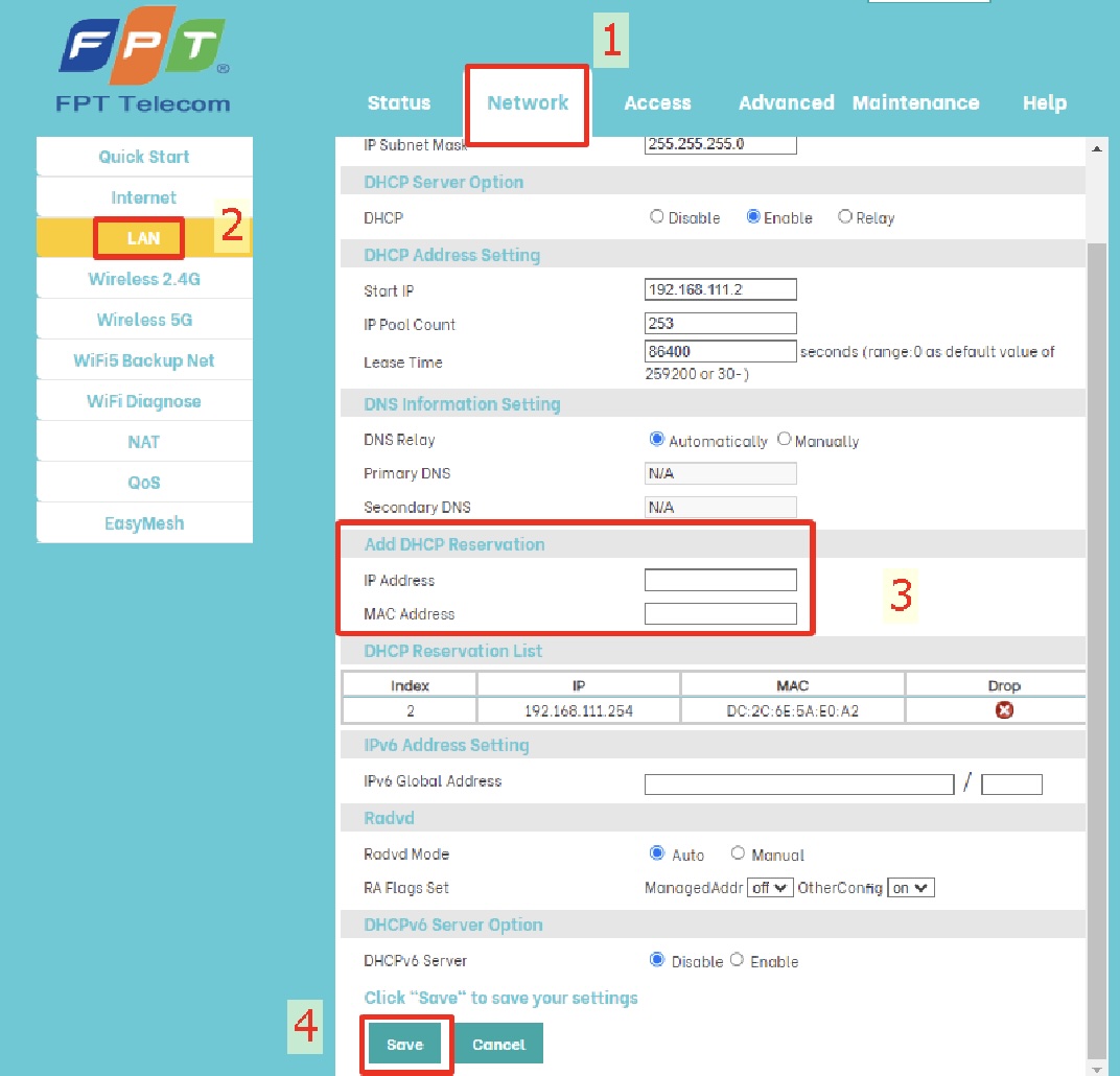 Cấu hình MAC Reservation ax3000hv2