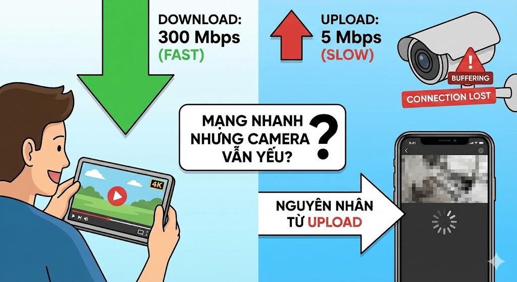Đo Tốc Độ Mạng FPT Mạnh Nhưng Camera Vẫn Yếu? Nguyên Nhân Từ Upload