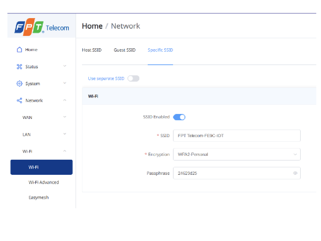 Thiết lập Wi-Fi Specific SSID ax3000cv2

