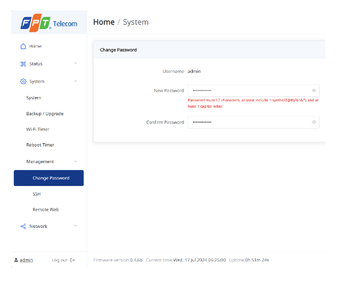 Thay đổi mật khẩu quản lý web ax3000cv2