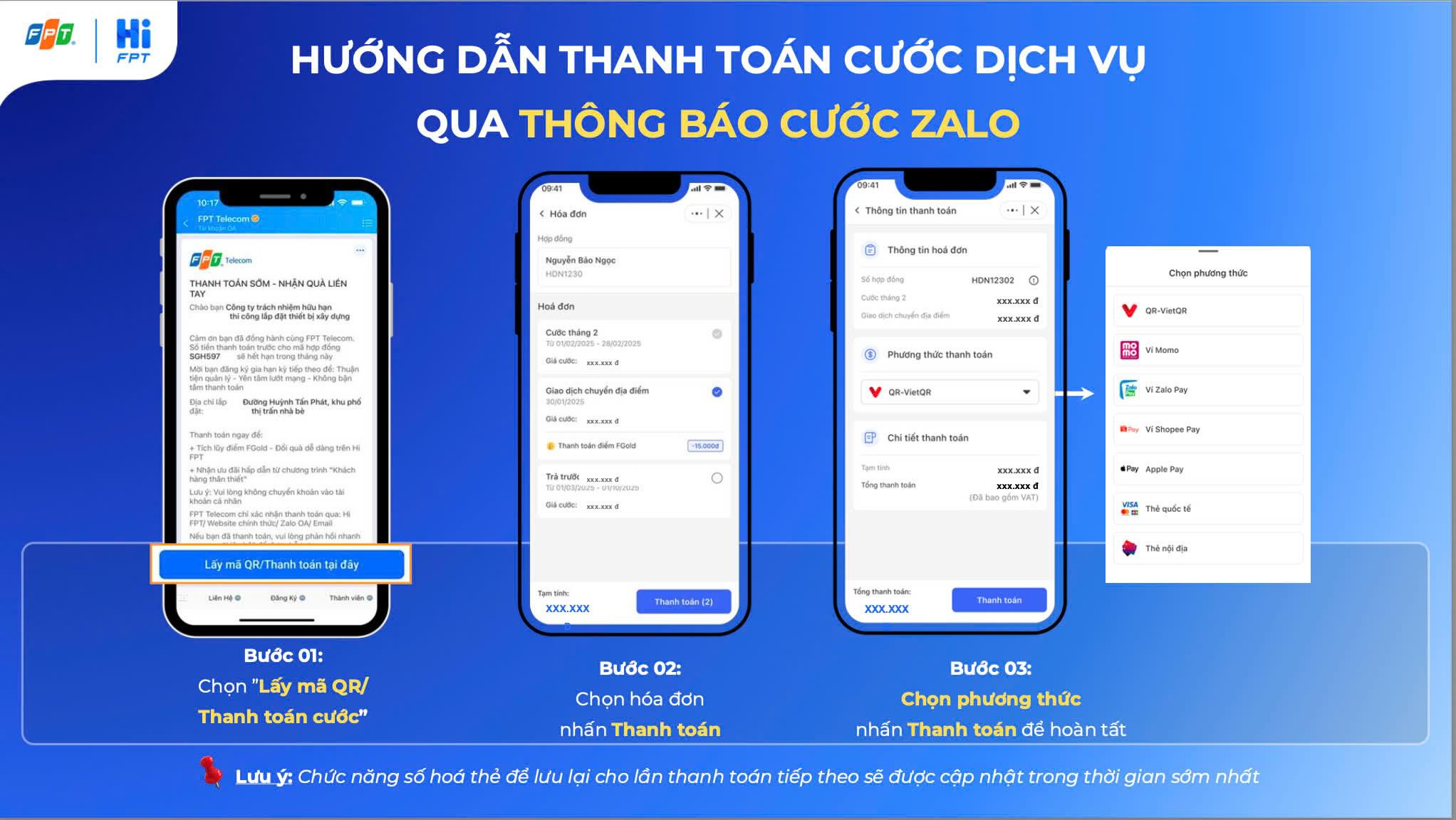 thanh toán cước dịch vụ qua thông báo cước zalo