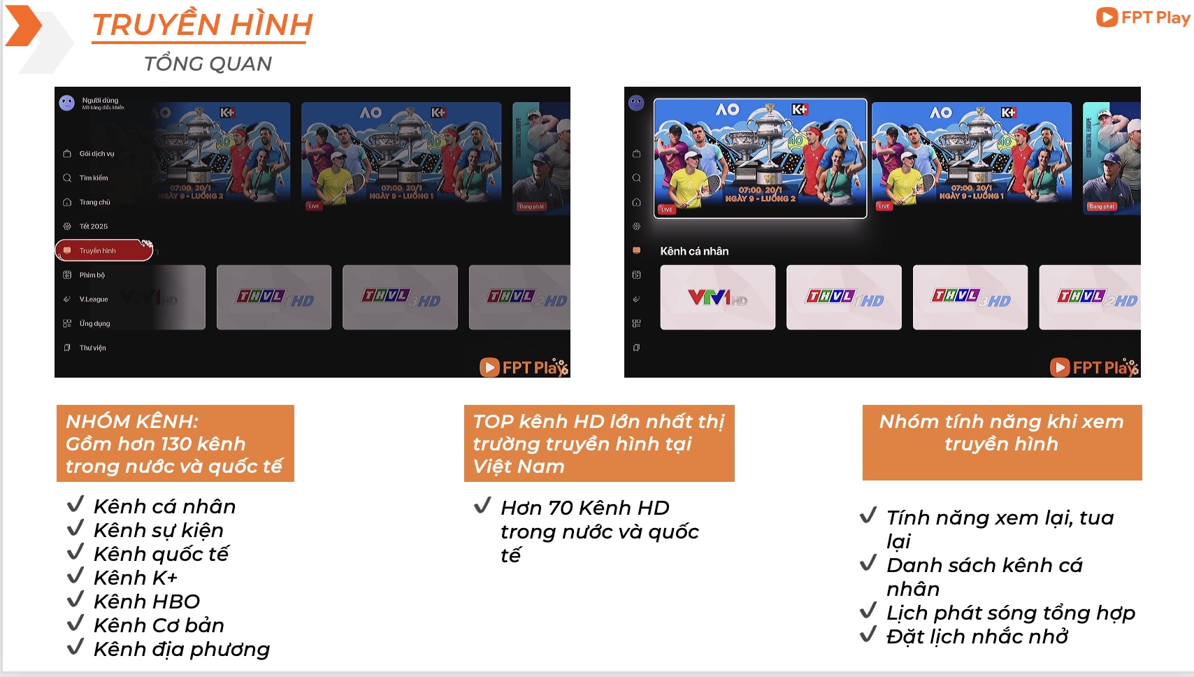 truyền hình fpt play có nhiều kênh 