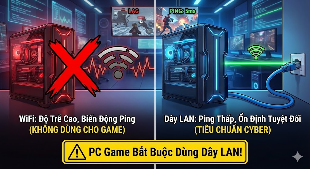  Vì sao không dùng WiFi cho PC trong phòng net