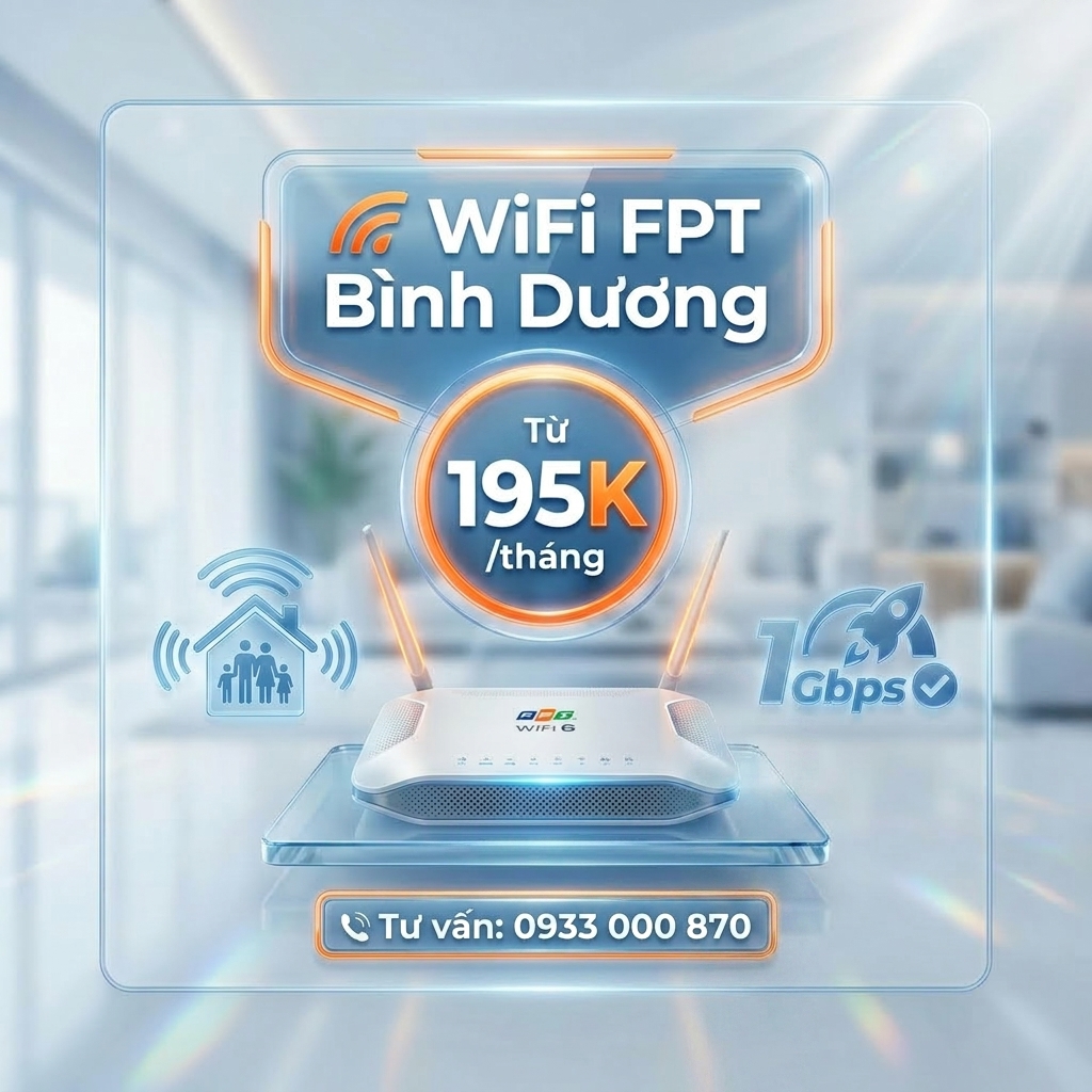 Gói Cước WiFi FPT Bình Dương 2026 | Rẻ Nhất Từ 195k